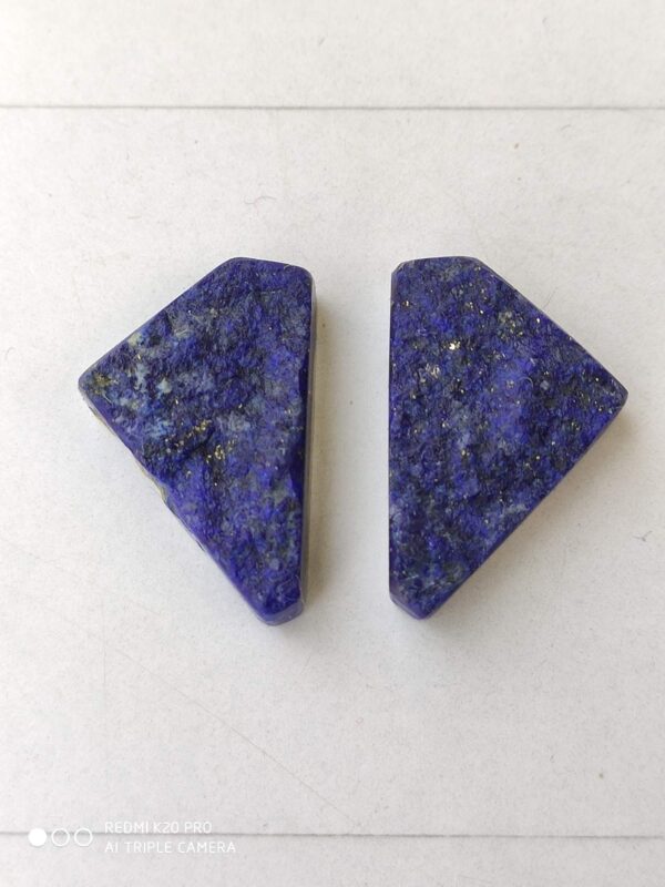 Lapis Lazuli Druzy Cabochon, Lapis Trillion Shape Druzy Cabochon, Lapis Gemstone Shape Druzy Cabochons 14x21 MM A Pair - Image 3
