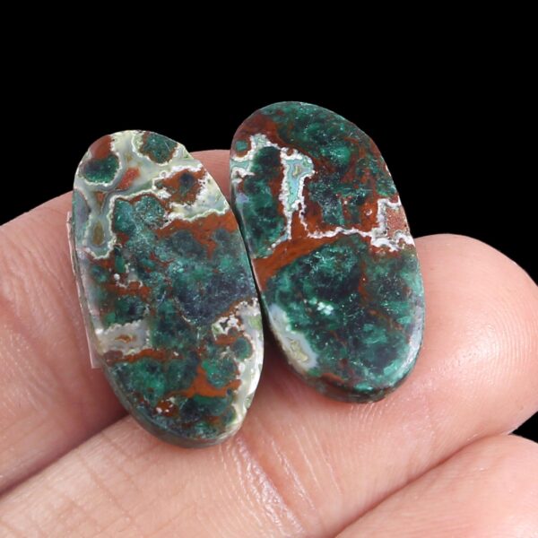 Natural Chrysocolla Cabochons, Chrysocolla Oval Shape Cabochons, Top Quality Chrysocolla Gemstone Shape Cabochons 24x12 MM 2 Pc