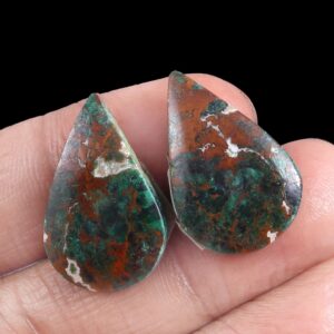 Chrysocolla Pear Shape Cabochon, Natural Chrysocolla Gemstone Shape Cabochons, Top Quality Chrysocolla Loose Cabochons 2 Pc
