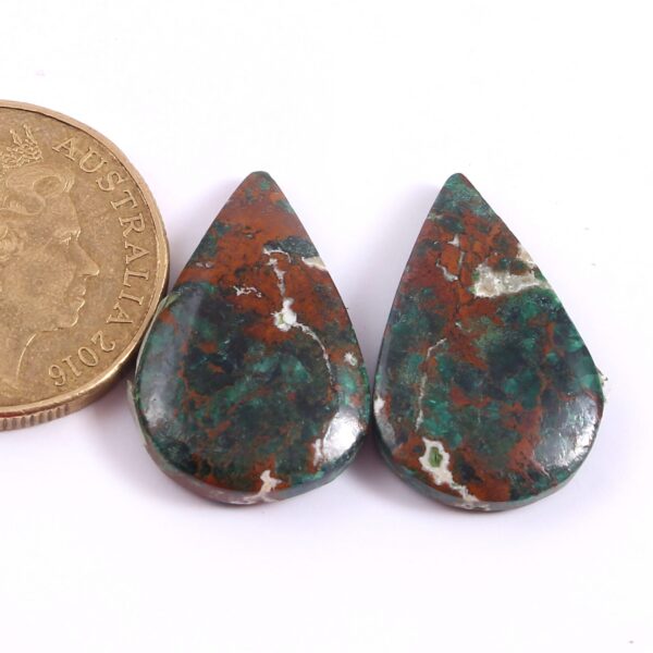 Chrysocolla Pear Shape Cabochon, Natural Chrysocolla Gemstone Shape Cabochons, Top Quality Chrysocolla Loose Cabochons 2 Pc - Image 2