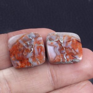 Crazy Lace Cabochon, Natural Crazy Lace Rectangle Shape Cabochons 16.5x15.5 MM, Crazy Lace Cushion Cabs, Gemstone Shape Cabochons 2 Pc