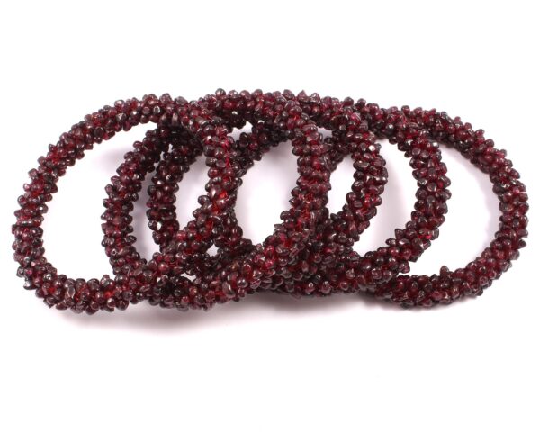 Garnet Bangle 2.6", Natural Garnet Pulp Bangle, Garnet Vintage Bangle, Beautiful Garnet Beaded Pulp Bangle 1 pc - Image 2