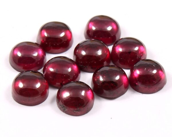 10 MM Round Shape Natural Garnet Cabochon, Top Quality Garnet Cabochons, Garnet Gemstone Shape Cabochons, Garnet Loose Cabs 10 Pc - Image 2