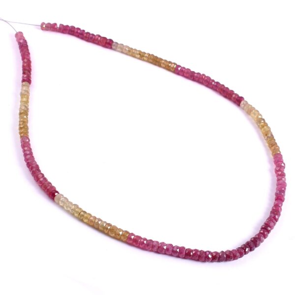 925 Silver Natural Pink Sapphire Beads Necklace, Top Quality Yellow Sapphire Beads Necklace, Multi Sapphire Gemstone Necklace 3.5-4.5 MM 18" - Image 2