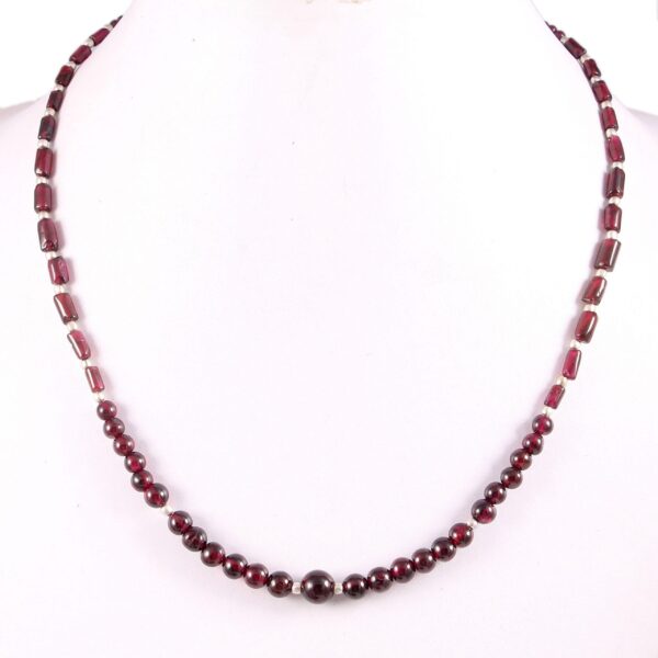 Handcrafted Garnet Necklace | Tube, Sphere & Pipe Beads 3-6mm | 925 Sterling Silver Clasp | Unique Gift Idea | Handcrafted Fine Jewelry 18" - Image 2