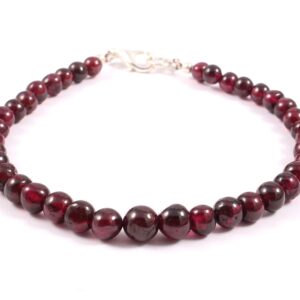 Garnet Beads Bracelet, Natural Garnet Sphere Shape Beads Bracelet, Garnet Gemstone Roundel Shape Beaded Bracelet 5-6.5 MM 7.5"