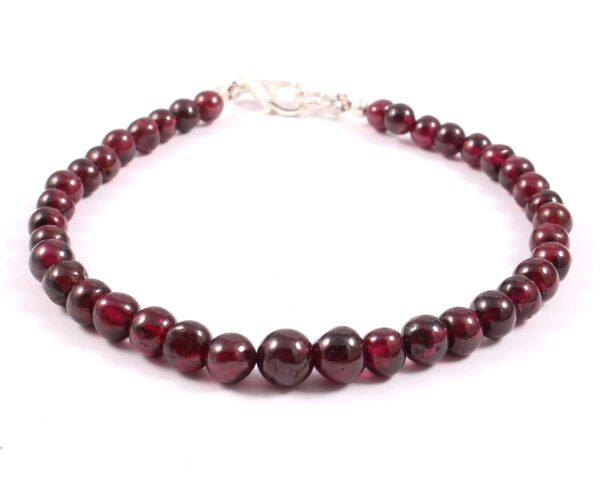 Garnet Sphere Bracelet | Round Gemstone Beads 5-6.5mm | Handmade Garnet Jewelry | Stone Beaded Jewelry For Gift, Boho Beads Bracelets 7.5" - Image 2