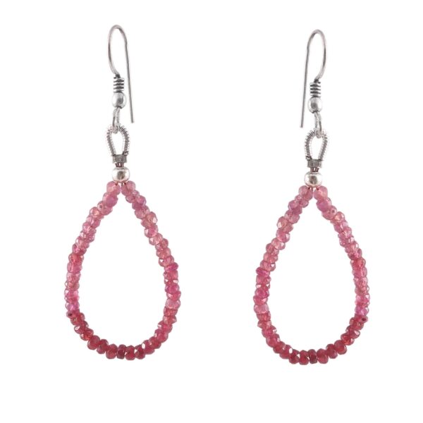 Pink Sapphire Faceted Bead Earrings 3mm, Elegant Sapphire Loop Earrings | Trendy Gemstone Jewelry, Loose Stone Fine Jewelry For Gift 1.5"