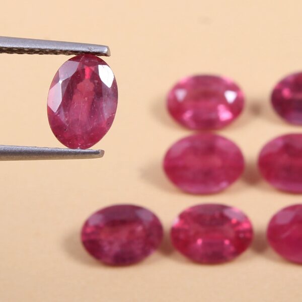 Pink Sapphire Loose Cut Stone, Natural Pink Sapphire Oval Shape Loose Cut Stone 5x7 MM, AAA Grade Pink Sapphire Gemstone Faceted Cuts 10 Pc - Image 2