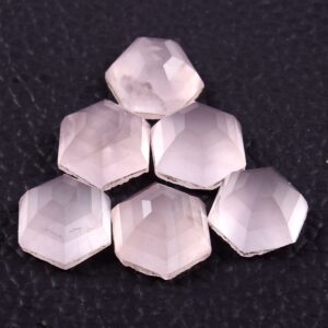 Rose Quartz Cabochon, Natural Rose Quartz Hexagon Shape Cabochons, Rose Quartz Gemstone Shape Cabochons 12 MM 5 Pc