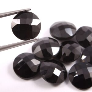 Black Spinel briolette Gemstone, 6 MM Roundel Coin Shape Black Spinel briolette Gemstone, Black Spinel Shape briolette Gemstone 10 Pc
