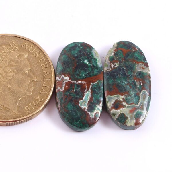 Natural Chrysocolla Cabochons, Chrysocolla Oval Shape Cabochons, Top Quality Chrysocolla Gemstone Shape Cabochons 24x12 MM 2 Pc - Image 2