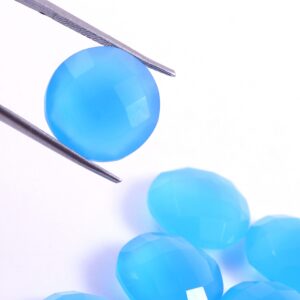 15 MM Blue Chalcedony briolette, Natural Chalcedony Round Shape briolettes, Blue Chalcedony Gemstone Shape briolettes 10 Pc