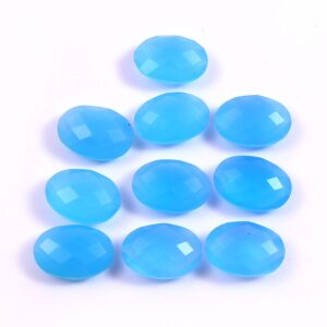 Blue Chalcedony Oval Shape Briolette, Natural Blue Chalcedony Briolette Gemstone, Chalcedony Gemstone Shape Briolette 13x18 MM 10 Pc