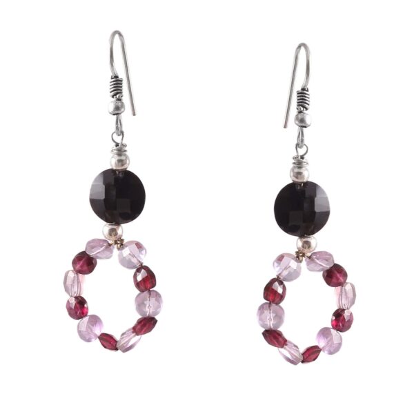 Natural Garnet Beads Earring, Garnet Gemstone Beaded Hoop Earrings, Top Quality Amethyst Coin Shape Beaded Earrings, Gemstone Earrings