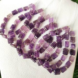 Amethyst Rectangle Carving Beads 8x10-9x10 MM, Amethyst Rectangle Shape Carving Beads, Loose Gemstone Carving Shape Beads 7"