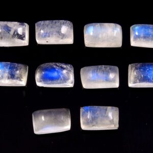 Blue Fire Rainbow Moonstone Rectangle Cabochon, Rainbow Moonstone Cabochons 6x4 MM, Loose Rainbow Moonstone Cabs  10 Pc
