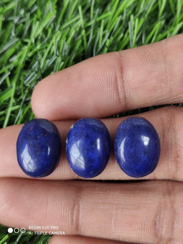 Lapis Lazuli Cabochon, Lapis Lazuli Oval Shape Cabochons, AAA Grade Lapis Gemstone Shape Cabochon 12×16 MM 3 Pc - Image 2