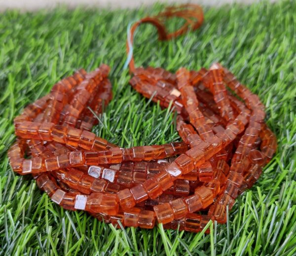 Hessonite Garnet Bead, Natural Hessonite Cube Shape, Top Quality Hessonite Garnet Gemstone Shape beads 4-6 MM 16" - Image 2