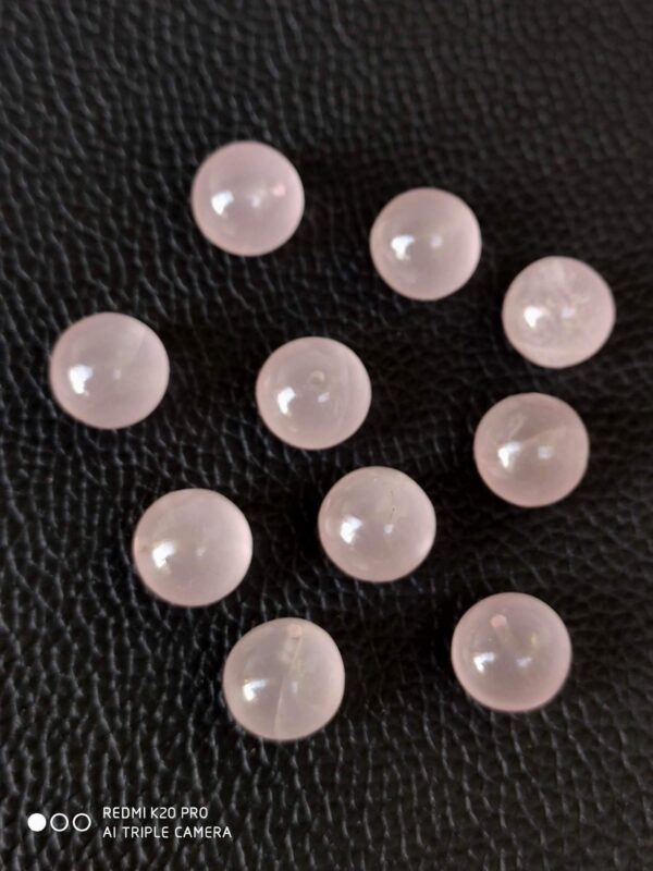 12 MM Sphere Shape Natural Rose Quartz, AAA Grade Rose Roundel Shape Half Drilled Balls, Rose Quartz Gemstone Balls For Jewelry 10 Pc