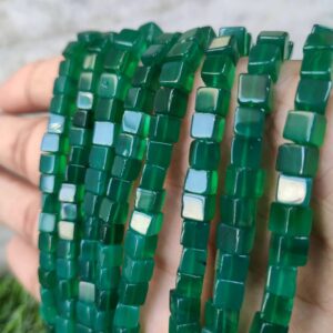AAA Grade Green Onyx Bead, Green Onyx Box Shape Beads, Natural Green Onyx Gemstone Shape Beads 5.5-6 MM, Green Onyx Handmade Loose Beads 16"