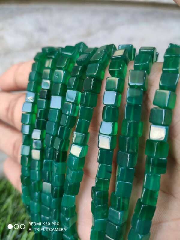 AAA Grade Green Onyx Bead, Green Onyx Box Shape Beads, Natural Green Onyx Gemstone Shape Beads 5.5-6 MM, Green Onyx Handmade Loose Beads 16"
