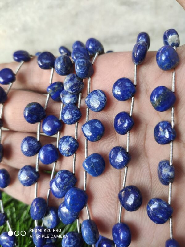 Lapis Lazuli Bead, Natural Blue Lapis Heart Shape Beads 9.5-10 MM, AAA Grade Lapis Lazuli 14 piece 7 Pair Beads 8" - Image 2
