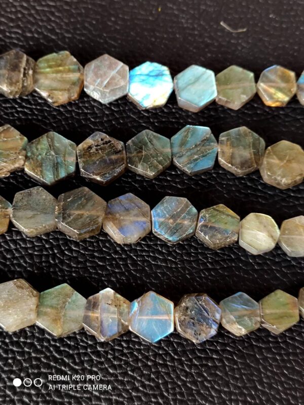 Labradorite Hexagon Shape Beads, Natural Labradorite Shape beads 9-12 MM, 22 Piece Of Genuine Labradorite Gemstone Shape Beads 8"