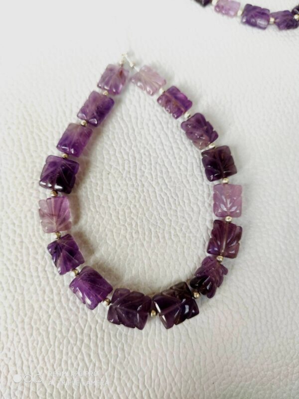 Amethyst Rectangle Carving Beads 8x10-9x10 MM, Amethyst Rectangle Shape Carving Beads, Loose Gemstone Carving Shape Beads 7" - Image 4