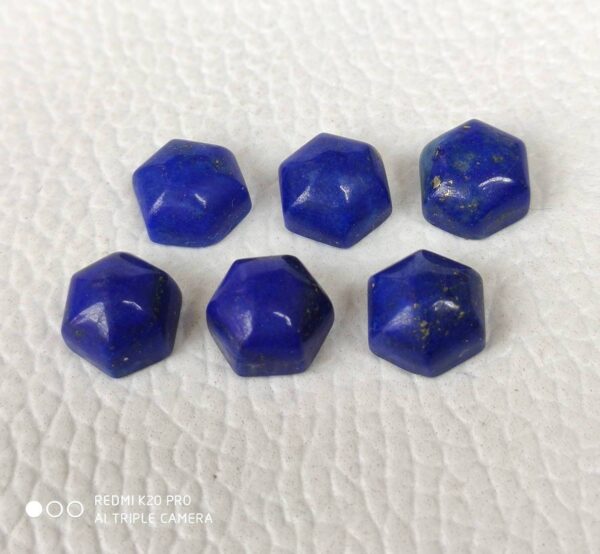 12 MM Hexagon Shape Natural Blue Lapis Lazuli Cabochon, AAA Grade Lapis Gemstone Shape Cabochons, Lapis Six Corner Loose Cabochons 6 Pc - Image 3