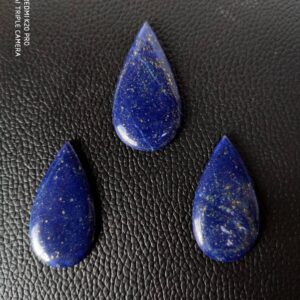Natural Lapis Lazuli Cabochon, Lapis Lazuli Pear Shape Cabochons, Lapis Gemstone Shape Cabochons Set Of 3 Piece 1 Pc 24x45 MM, 2 Pc 21x40 MM