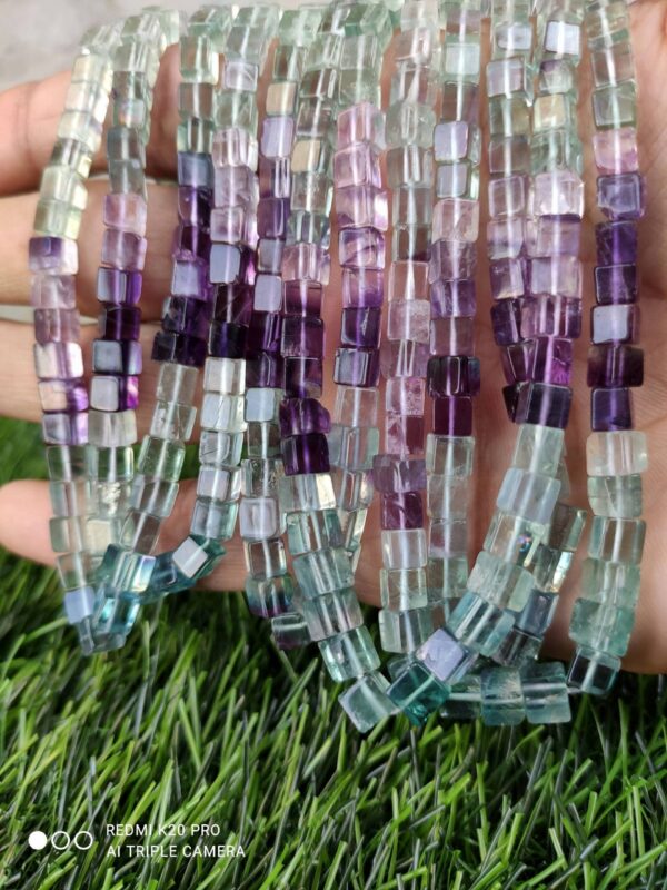 Natural Fluorite Bead, Fluorite Cube Shape Beads 4.5-5 MM, AAA Grade Fluorite Shape Gemstone Beads, Fluorite Box Loose Beads 16" - Image 2