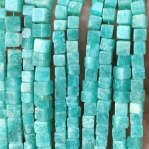 Natural Amazonite Bead, Amezonite Cube Shape Beads 4.5-5 MM, Top Quality Amazonite Gemstone Shape Beads, Amazonite Loose Beads 16"