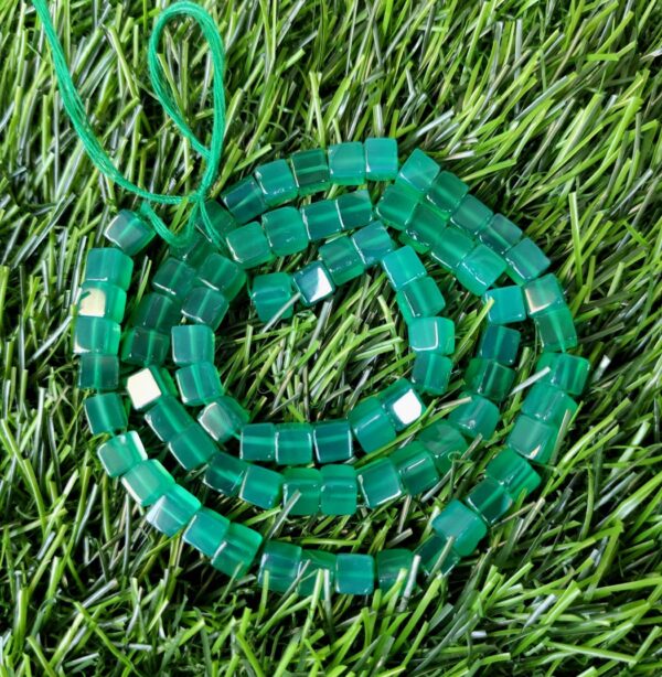 AAA Grade Green Onyx Bead, Green Onyx Box Shape Beads, Natural Green Onyx Gemstone Shape Beads 5.5-6 MM, Green Onyx Handmade Loose Beads 16" - Image 4