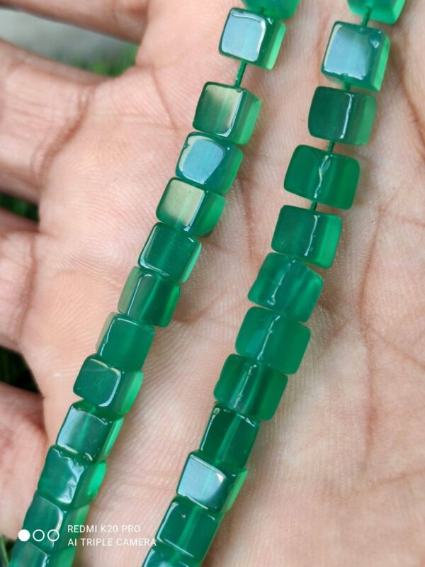 AAA Grade Green Onyx Bead, Green Onyx Box Shape Beads, Natural Green Onyx Gemstone Shape Beads 5.5-6 MM, Green Onyx Handmade Loose Beads 16" - Image 2