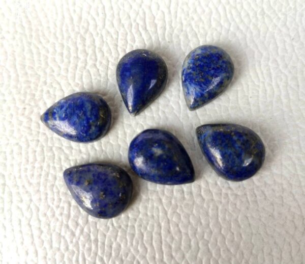12x16 MM Pear Shape Lapis Lazuli Cabochon, Natural Blue Lapis Cabochons, AAA Grade Lapis Lazuli Gemstone Shape Cabochons 6 Pc - Image 2