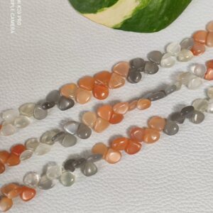 Moonstone Heart Shape Beads, Natural Moonstone Three Color Match Beads 7-8 MM, Awesome Gemstone Shape Beads, Moonstone Loose Beads 8"