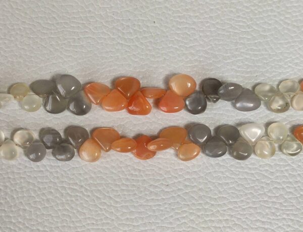 6-7 MM Heart Shape Moonstone Beads, Multi Color Moonstone Shape Beads, Natural Gemstone Shape Beads, All Color Match Moonstone Beads 8" - Image 3