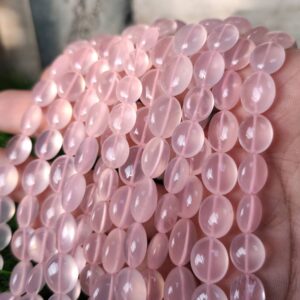 Rose Quartz Beads, Natural Rose Quartz Oval Shape Beads 8.5x10 MM, Rose Quartz Gemstone Shape Beads, Amazing Rose Quartz Shape Beads 16"