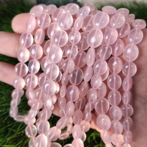 Rose Quartz Oval Shape Beads, Natural Pink Rose Quartz Shape Beads, Morganite Color Rose Quartz Gemstone Shape Beads 10x12 MM 16"