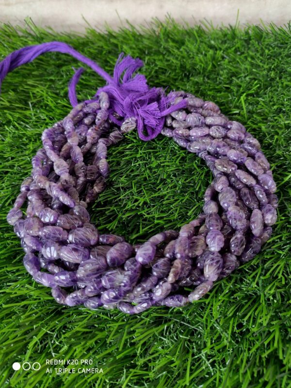 Amethyst Carving Oval shape Beads, Natural Amethyst Oval Shape Beads, Amethyst Gemstone Carving Shape Beads 8x10-8x12 MM 13"