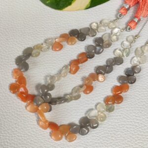 6-7 MM Heart Shape Moonstone Beads, Multi Color Moonstone Shape Beads, Natural Gemstone Shape Beads, All Color Match Moonstone Beads 8"