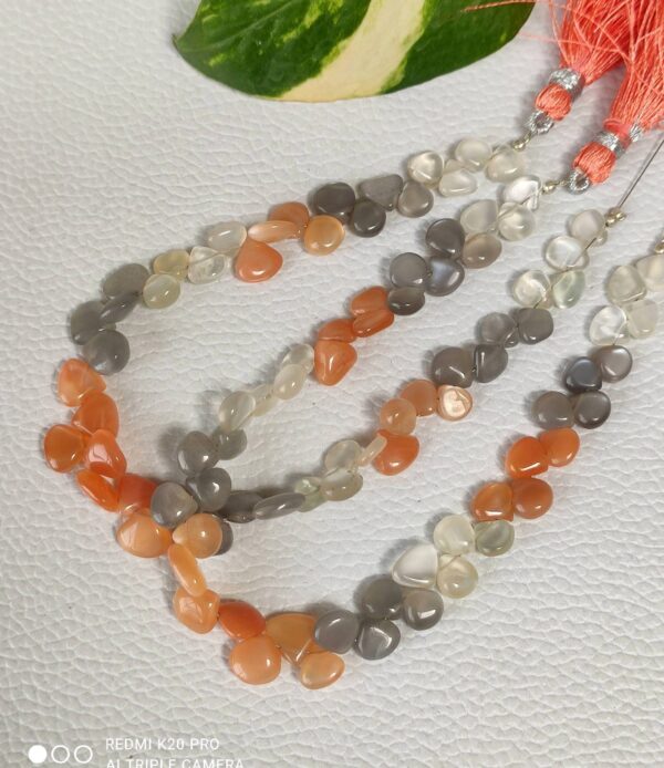 6-7 MM Heart Shape Moonstone Beads, Multi Color Moonstone Shape Beads, Natural Gemstone Shape Beads, All Color Match Moonstone Beads 8"