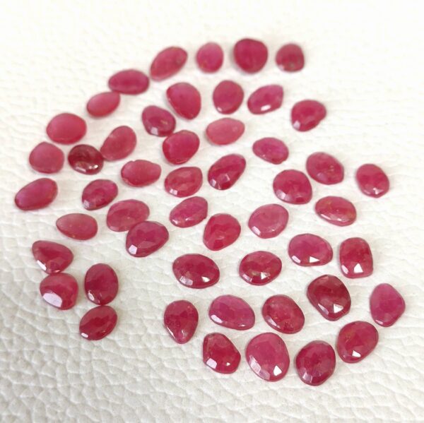 Ruby Fancy Shape Rose Cuts, Ruby Shape Rose Cuts, Red Ruby Gemstone Shape Rose Cuts, Ruby Faceted Cabochons 5x7-6x7 MM 50 Pc