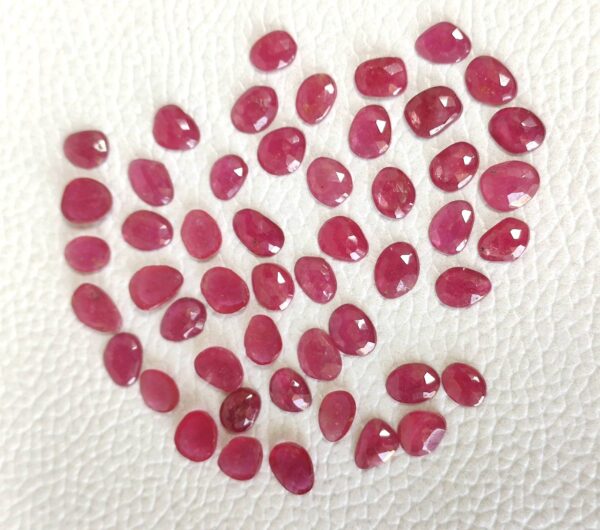 Ruby Fancy Shape Rose Cuts, Ruby Shape Rose Cuts, Red Ruby Gemstone Shape Rose Cuts, Ruby Faceted Cabochons 5x7-6x7 MM 50 Pc - Image 2