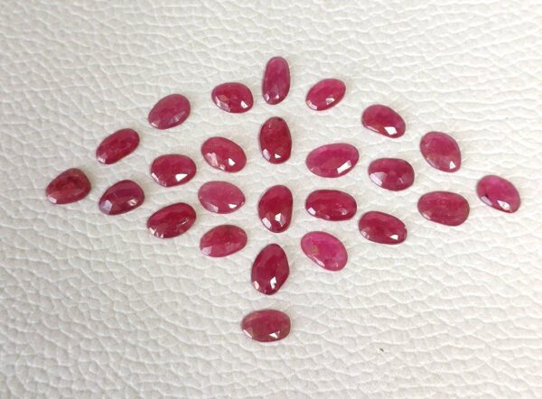Ruby Rose Cuts, Red Ruby Fancy Shape Rose Cuts 4.5x8-5.5x8 MM, Ruby Gemstone Shape Rose Cuts, Ruby Handmade Rose Cuts 25 Pc