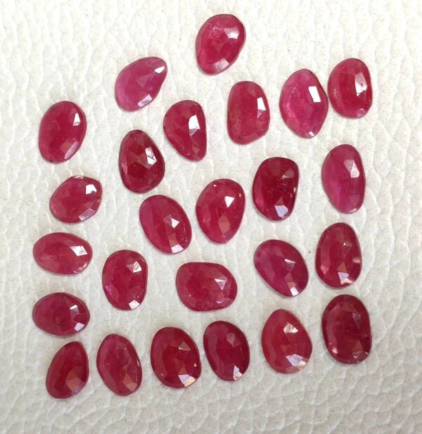 Ruby Rose Cuts, Ruby Gemstone Shape Rose Cuts 5.5x8.5-7x9 MM, Ruby Fancy Shape Rose Cuts, Ruby Faceted Cabochons, Ruby Shape Rose Cuts 25 Pc - Image 2