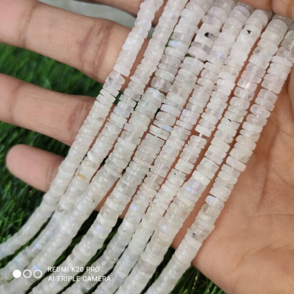 Rainbow Moonstone Heishi Beads, Rainbow Moonstone Tyre Shape Heishi Beads 5-7 MM, Rainbow Moonstone Round Shape Beads 16" - Image 3
