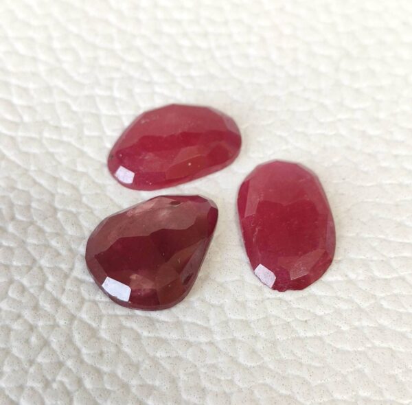 Ruby Rose Cuts, Ruby Fancy Oval Shape Rose Cuts, Ruby Shape Rose Cuts, Ruby Gemstone Shape Rose Cuts 14x10.5 MM, Ruby Faceted Cabochons 1 Pc - Image 2