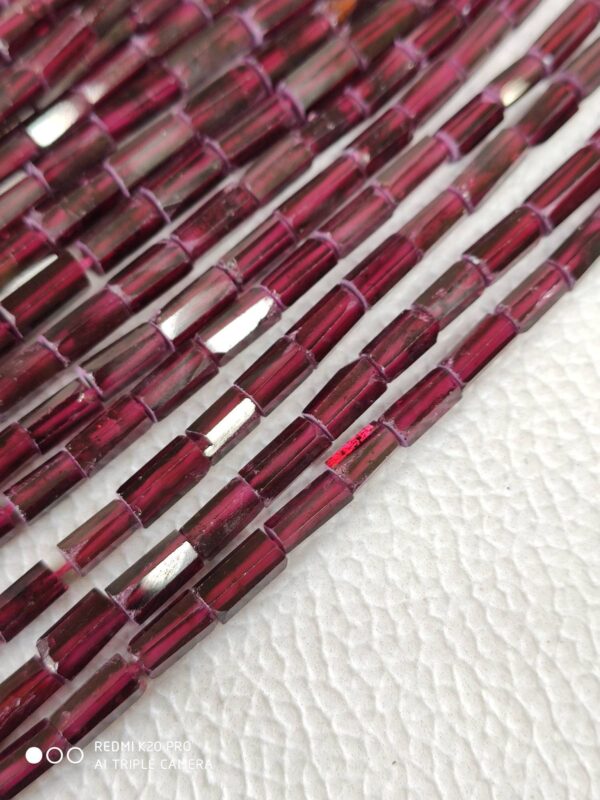 Garnet Tube Shape Beads, Garnet Gemstone Beads 3.5x5.5-3.5x7 MM, Garnet Faceted Pipe Shape Beads, Garnet Handmade Beads 13" - Image 2